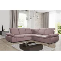 Moderne Design Sofas Couchs Möbel Textil LForm Neu Wohnzimmer Ecksofa Schlafsofa - Rosa