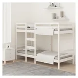 vidaXL Etagenbett Weiß 75x190 cm Massivholz Kiefer