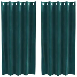 vidaXL Verdunkelungsvorhänge 2 pcs Dunkelgrün 140 x 175 cm Samt