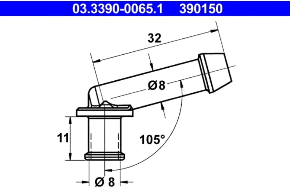 ATE 03.3390-0065.1 Anschlussstutzen, Schlauchleitung