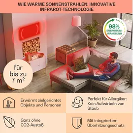 Klarstein 2-in-1 Infrarotheizung & Konvektor, Infrarotheizung mit Thermostat 700W, IP24-Infrarotheizung zur Wandmontage mit App-Steuerung,
