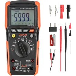 VEVOR Digitalmultimeter, 6000-Count TRMS DC/AC-Voltmeter-Stromtester, automatischer Bereichswahl für Strom, Spannung, Widerstand, Kapazität, Temperatur, Dioden, Durchgang, niedrige Impedanzmessung