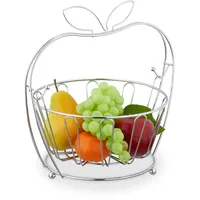 Relaxdays Obstschale, Metall, herausnehmbarer Korb, HBT: 28,5x28x23 cm, Drahtkorb