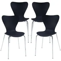 [en.casa] Esszimmerstuhl-Set, Schwarz mit Chromfarben