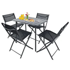 VCM Balkonmöbel Set 5-tlg. Schwarz
