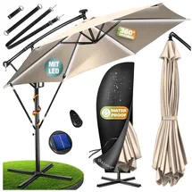 Kesser Ampelschirm LED Solar Ø 300 cm Beige