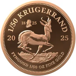 Südafrika 2025: 1/50 Unze Gold-Krügerrand - First Day Strike - PP