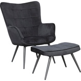 byLIVING Sessel Uta (1-St), wahlweise mit oder ohne Hocker, in Cord, Samt oder Webstoff schwarz