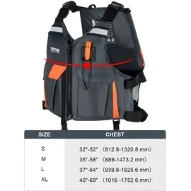 Vevor Schwimmweste Wassersport Schwarz XL
