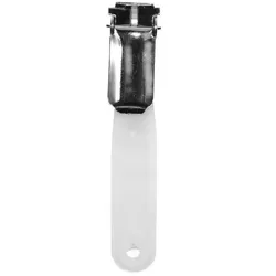 Ausweisclip Befestigungsclip, passend für Ausweishalter, Langloch, Lasche, Druckknopf, Kunststoff, mit Clip aus Metall - 100 Stück