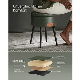 VASAGLE Hocker mit Stauraum LOM005C01 dunkelgrün Kunstleder