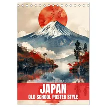 Calvendo Japan - Old School Poster Style (Tischkalender 2026 DIN A5 hoch), CALVENDO Monatskalender