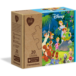 Clementoni® Steckpuzzle Play for Future Puzzle - Peter Pan & Dschungelbuch (2 x 20 Teile), Puzzleteile weiß