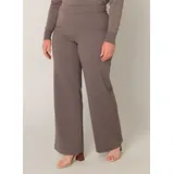 Base Level Curvy "Arah", Damen, Gr. 48, Länge 32, grau (schwarz taupe), Web, Obermaterial: 97% Polyester, 3% Elasthan, unifarben, loose fit extralang, Hosen Treggings, mit elastischem Bund