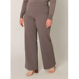 Base Level Curvy "Arah", Damen, Gr. 48, Länge 32, grau (schwarz taupe), Web, Obermaterial: 97% Polyester, 3% Elasthan, unifarben, loose fit extralang, Hosen Treggings, mit elastischem Bund