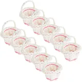 10st Mini-einkaufskorb Weidenkorb Mit Griff Kleine Mini-blumenkorb Körbe Für Blumenarrangements Blumenmädchen Mini-weidenkörbe Mini-osterkörbchen Kind Weiß Seetang Rattan Weinkorb