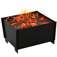 Outsunny Feuerschale Feuerkorb demontierbar & steckbar für Garten Camping BBQ 50x50x30cm aus Stahl Schwarz Aosom.de