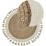 Beliani Teppich SAMSUN Beige ø 120 cm Jute
