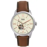 Fossil Herren Analog Automatik Uhr mit Leder Armband ME3266