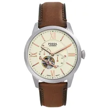 Fossil Herren Analog Automatik Uhr mit Leder Armband ME3266
