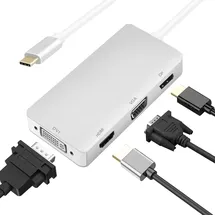 helos Dockingstation USB 3.1 Type-CTM St./DP/HDMI/DVI/VGA Bu, PREMIUM 4K, silber