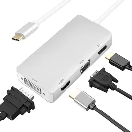 helos Dockingstation USB 3.1 Type-CTM St./DP/HDMI/DVI/VGA Bu, PREMIUM 4K, silber