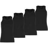 Puma Herren Tank Top, 4er Pack - Basic, Unterhemd, Rundhals, Single Jersey, einfarbig, Schwarz
