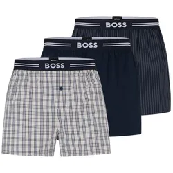 Boxershorts BOSS "Web-Boxershorts 3er Pack", Herren, Gr. L, hellblau, dunkelblau, Obermaterial: 100% Baumwolle CO., Unterhosen