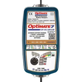 TecMate Optimate 7 12V/24V, TM260, 8-stufiges gekapseltes batterieschonendes 12V 10A / 24V 5A Lade- & Wartungsgerät, Blau
