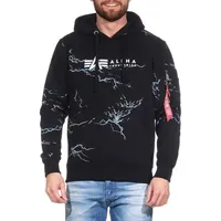 Alpha Industries Lightning AOP Hoody Kapuzensweat für Herren Black/White