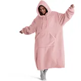 BEDSURE Hoodie Decke mit Ärmeln - Kuschelpullover als Geschenke für Frauen - Tragbare Decke zum Anziehen Erwachsene Kuscheldecke mit Ärmeln Weihnachtsgeschenke für Frauen Freundin, Rosa 129x75