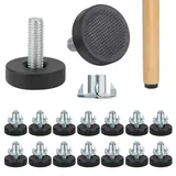 MWUMRCM Möbelfüße, 16Pcs Möbelbeine rund, Füße für Möbel Schwarz,Möbelfüße Verstellbar Stellfüße mit Einschlagmutter M6 Ø 22mm Sockel Höhenverstellbar für Tischbeine Schrankbeine Sofa