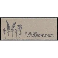 SALONLOEWE Fußmatte 030x075 cm Willkommen Wiese Fußabtreter, innen, außen,