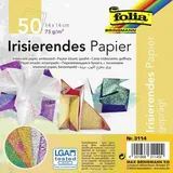 Folia Irisierendes Papier 75g/m2, 14x14cm, 50 Blatt, 2 Prägungen farbig sortiert