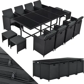 Juskys Polyrattan Sitzgruppe Baracoa XXL 13-teilig – Gartenmöbel wetterfest stapelbar für Garten