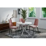 WFL GROUP Esstisch Della ausziehbar rund industrial mit weißen Metallbeinen (MADE IN EU, erhältlich in zwei Größen – 100/120 cm, ausziehbar auf 180/200 cm), platzsparender Tisch in Holzoptik für Küche, Esszimmer oder Wohnzimmer weiß 100.00 cm x 76.00 cm x 100.00 cm