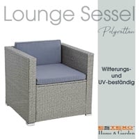 Polyrattan Loungesessel Gartensessel Rattan Sessel Gartenstuhl Stuhl Grau-Mix