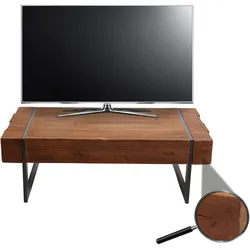 TV-Rack HWC-A15, Fernsehtisch Lowboard TV-Tisch, Tanne Holz rustikal massiv MVG-zertifiziert 40x120x60cm