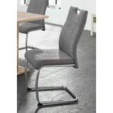 Hela 2er Set Schwingstuhl Alina Webstoff grau Chrom, Lehne mit Griff