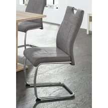 Hela 2er Set Schwingstuhl Alina Webstoff grau Chrom, Lehne mit Griff