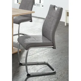 Hela 2er Set Schwingstuhl Alina Webstoff grau Chrom, Lehne mit Griff
