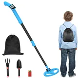Metalldetektor Kinder, Leichte Kinder Metalldetektoren mit LCD-Display, Hochempfindlicher Metalldetektor für Kinder mit Schaufelharke und Rucksack, Verstellbarer Stiel, Faltbar, für Anfänger, Junior