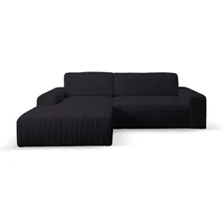 Ecksofa WERK2 "Hugo-L L-Form", schwarz, B:267cm H:85cm T:167cm, 100% Polyester, Sofas, Design Ecksofa in Cord mit Schlaffunktion & Bettkasten