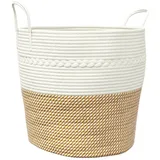 vidaXL Aufbewahrungskorb Braun und Weiß Ø43 x 38 cm Baumwolle