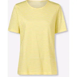 Classic Basics Print-Shirt CLASSIC BASICS "Ringelshirt", Damen, Gr. 44, gelb (zitrone, ecru, geringelt), 100% Baumwolle, gemustert, gestreift, mehrfarbig, Rundhals, Shirts