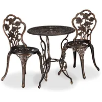 Relaxdays Gartenmöbel Set, & 2 Stühle, Vintage Balkonmöbel, Aluguss, Garten Sitzgruppe, schwarz/bronze