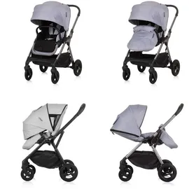 Chipolino Kombikinderwagen 3 in 1 Infinity i-Size Babyschale Babywanne Sportsitz grau