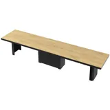 designimpex Esstisch Design Tisch HE-444 Eiche Natur - Schwarz Hochglanz XXL ausziehbar beige|schwarz