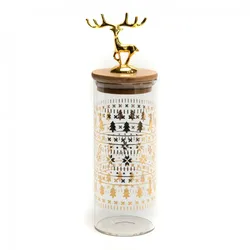 BONBONNIERE CERF OR H28 - Bonbonniere Hirsch vergoldet Höhe 28cm - Rund Glas Amadeus