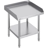 Vevor Arbeitstisch aus Edelstahl, kommerzieller Arbeitstisch zur Lebensmittelzubereitung, 3-seitiger Spritzschutz, 610 x 610 x 660 mm Küchentisch, Arbeitstisch mit einstellbarer Höhe für Hotel